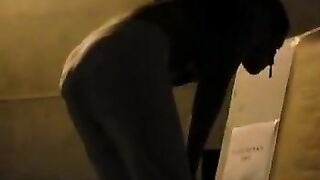 Lady in jeans pooping