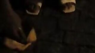 Lady in jeans pooping