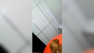 Cheeky ass girl poops in standing pose