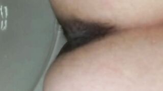 Woman takes a shit in the bathtub