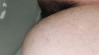 Woman takes a shit in the bathtub