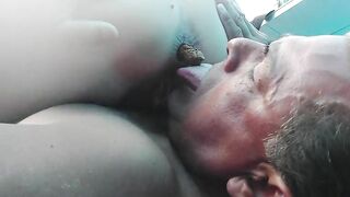 Kinky mature dude eating shit