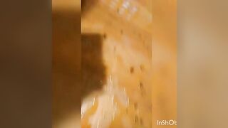 Dark ebony girl poop teasing