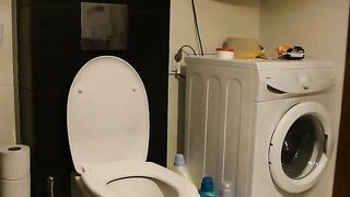 Trying to push hard while pooping