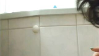 Brunette with glasses shit tasting