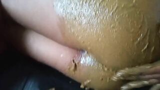 Ebony slut enema explosion