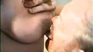 Shitty granny and family enjoying scat session