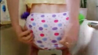 Panty poop and smearing shit covered ass