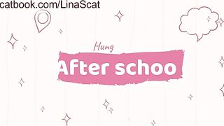 Hungry Lina poop eating after school