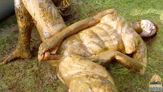 Playing in a bathtub full with cow shit