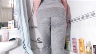 Mature slut masturbates and smears shit