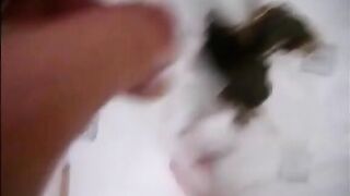 Amateur wife shitting in a plastic box