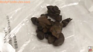 Hairy Asian girl poop tease solo