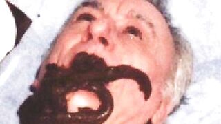 Using his mouth to piss and poop