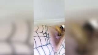 Closeup of mature lady poops