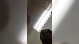 Mature lady in glasses pooping