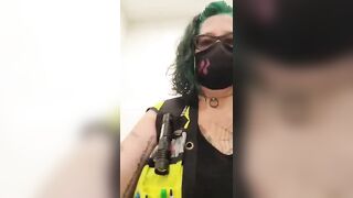 Mature lady pooping show