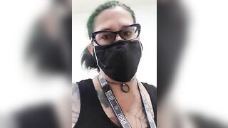 Nerdy mature lady dropping poop