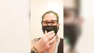 Nerdy mature lady dropping poop