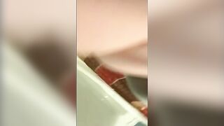 Hairy stepmother pooping closeup