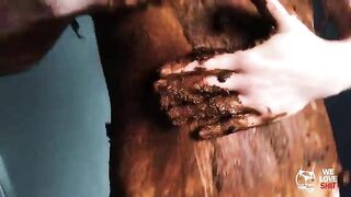 Rubbing her body with smelly sticky shit