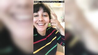 Hairy pussy hot brunette girl poops