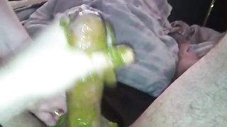 Handjob with green shit