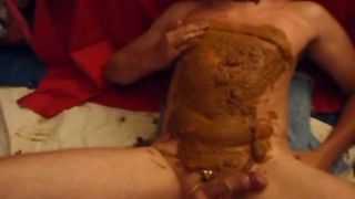 Poop on his body