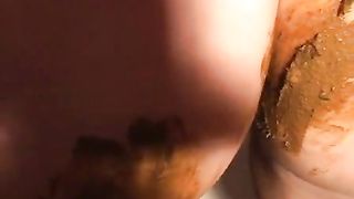 Poop on her entire body