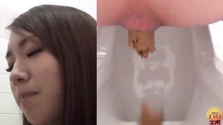 Girl takes a big shit in a white bucket