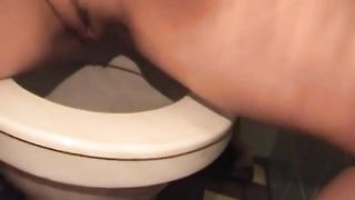 Crap in her blue lace panties