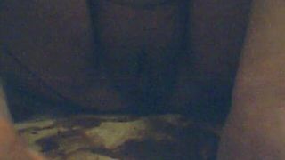 Chubby girl masturbating while pooping