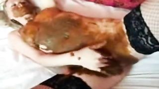 Shitting on a blonde slut