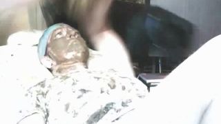 Amateur slut sleeping with poop on her face