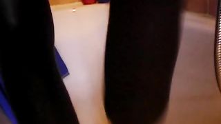 Liquid poop in black latex pantyhose