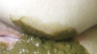 Green shit in her pantyhose