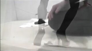 Sexy milf in lingerie and high heels shitting