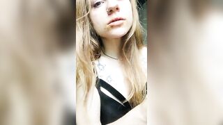 Blonde teen licking her dirty panties