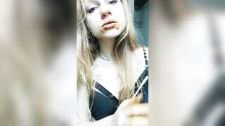 Blonde teen licking her dirty panties