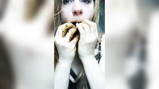 Blonde teen licking her dirty panties