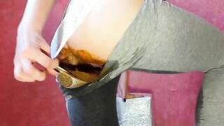 Messy shit and piss in yoga pants