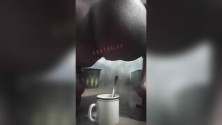 Black ebony girl pooping in the milkshake