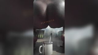 Black ebony girl pooping in the milkshake