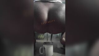 Black ebony girl pooping in the milkshake