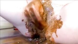 Smearing shit while masturbating