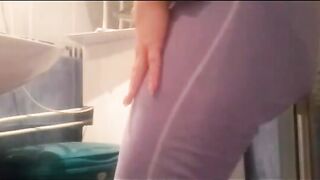 Sexy lady pooping on her pants