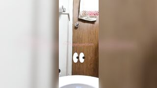 Thick hairy pooping closeup