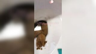 Thick hairy pooping closeup