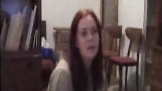 Girl in school uniform spreads her ass cheeks on the toilet