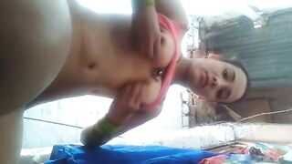 Hot Indian babe piss and poop outdoor